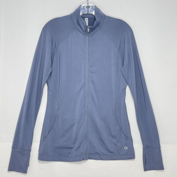 Gap Fit Women Full Zip Jacket Small Gray Mock Neck Long Sleeve - Picture 1 of 16